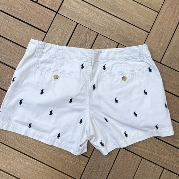 POLO Ralph Lauren women white shorts with navy embroidered polo logo - Picture 2 of 8
